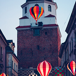ballons tower old town lanterns colourful poland